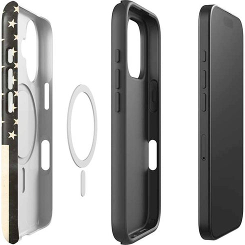 Black & White USA Flag iPhone 16 Magsafe Impact Case